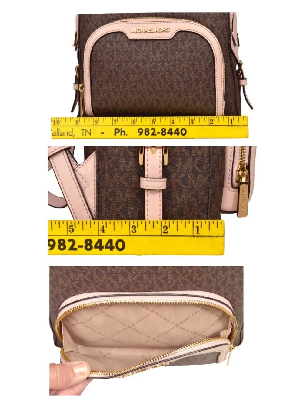 Michael Kors Jaycee Medium Logo Backpack Brown Pink Print